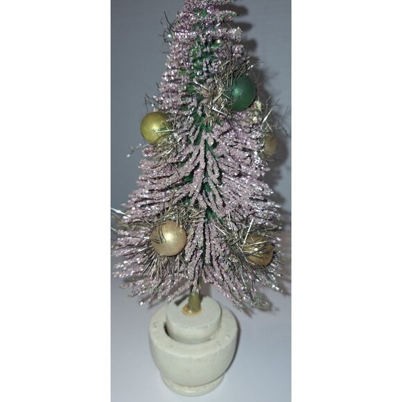 vintage 10 inch pink glitter bottle brush tree mercury ornaments - Picture 12 of 16